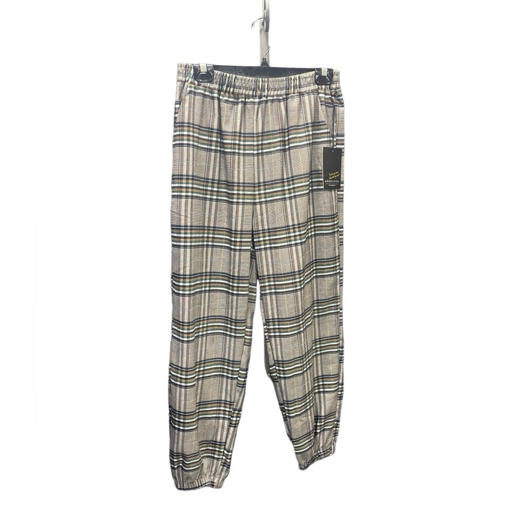 Angel Kiss Plaid Jogger Pants‎ Women's Size L Elastic Waist Casual Comfort